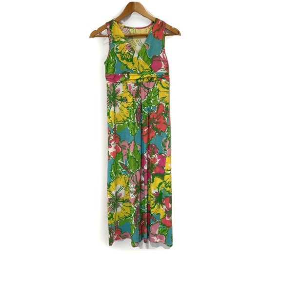 Lilly Pulitzer Girls Dress XL 12 14 Maxi  Multicolor Floral Sleeveless Knit - Picture 1 of 9